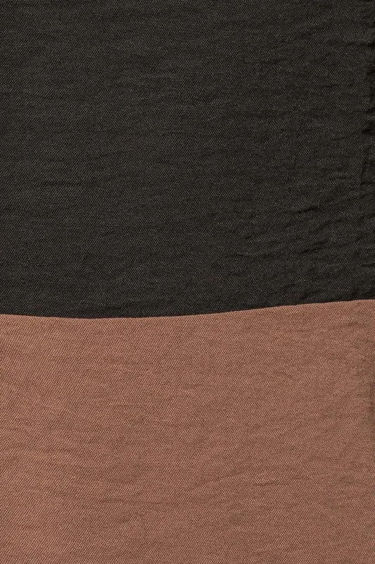 TEEK - BLACK-BROWN Long Sleeve Contrast Button Down Top