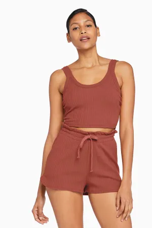 Thalia Organic Rib Shorts - Copper Organic Rib