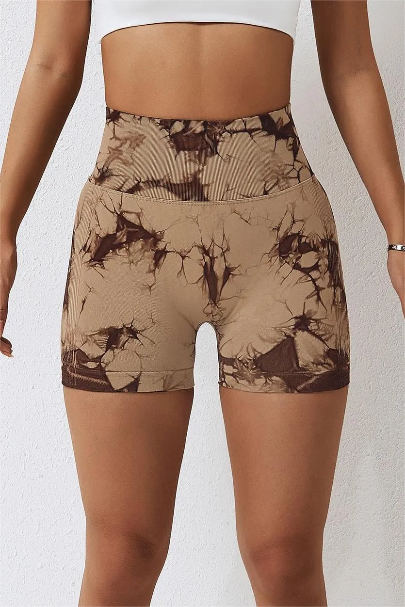 Tie Dye High-Waist Scrunch Butt Shorts