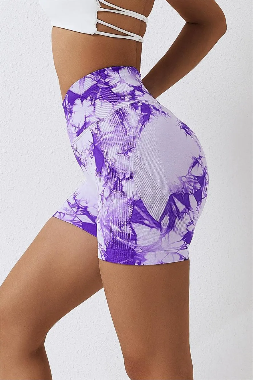 Tie Dye High-Waist Scrunch Butt Shorts