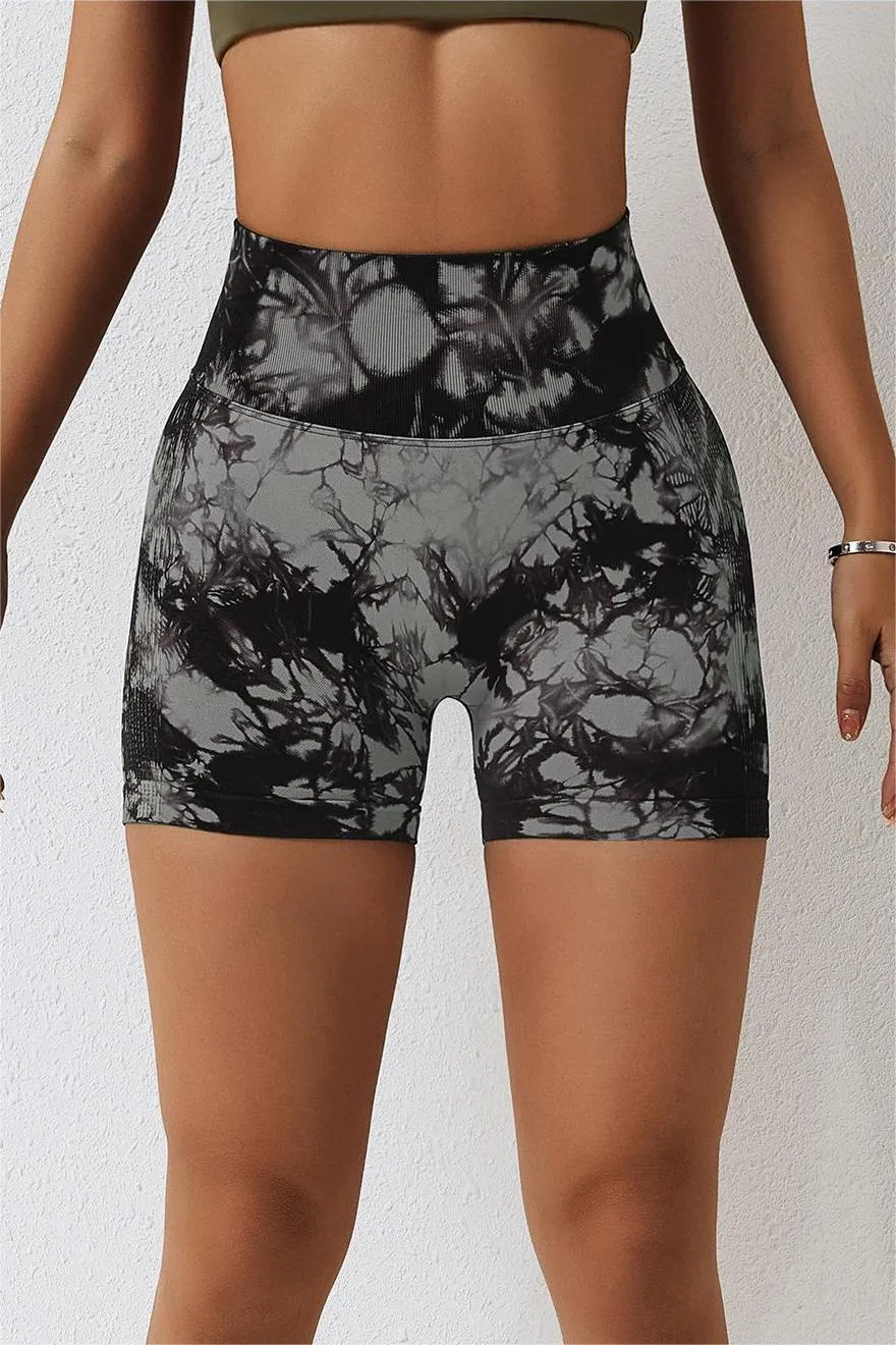 Tie Dye High-Waist Scrunch Butt Shorts