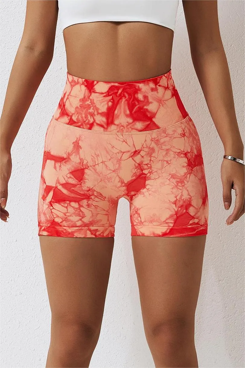Tie Dye High-Waist Scrunch Butt Shorts