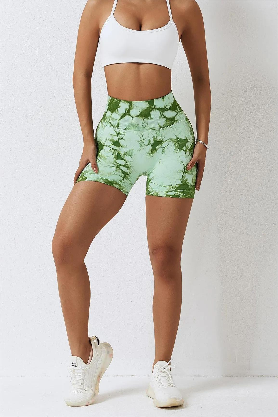 Tie Dye High-Waist Scrunch Butt Shorts