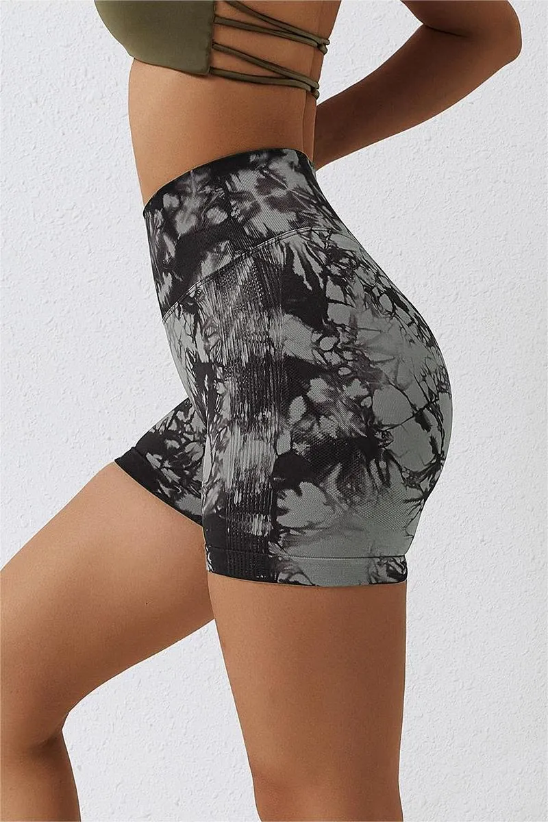 Tie Dye High-Waist Scrunch Butt Shorts