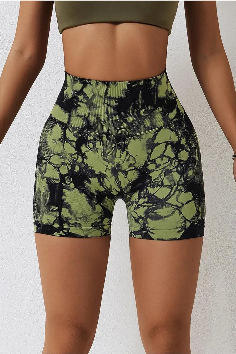 Tie Dye High-Waist Scrunch Butt Shorts