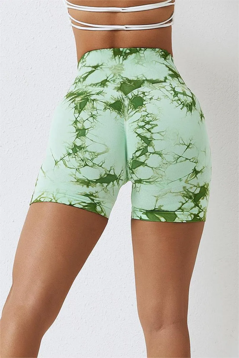 Tie Dye High-Waist Scrunch Butt Shorts
