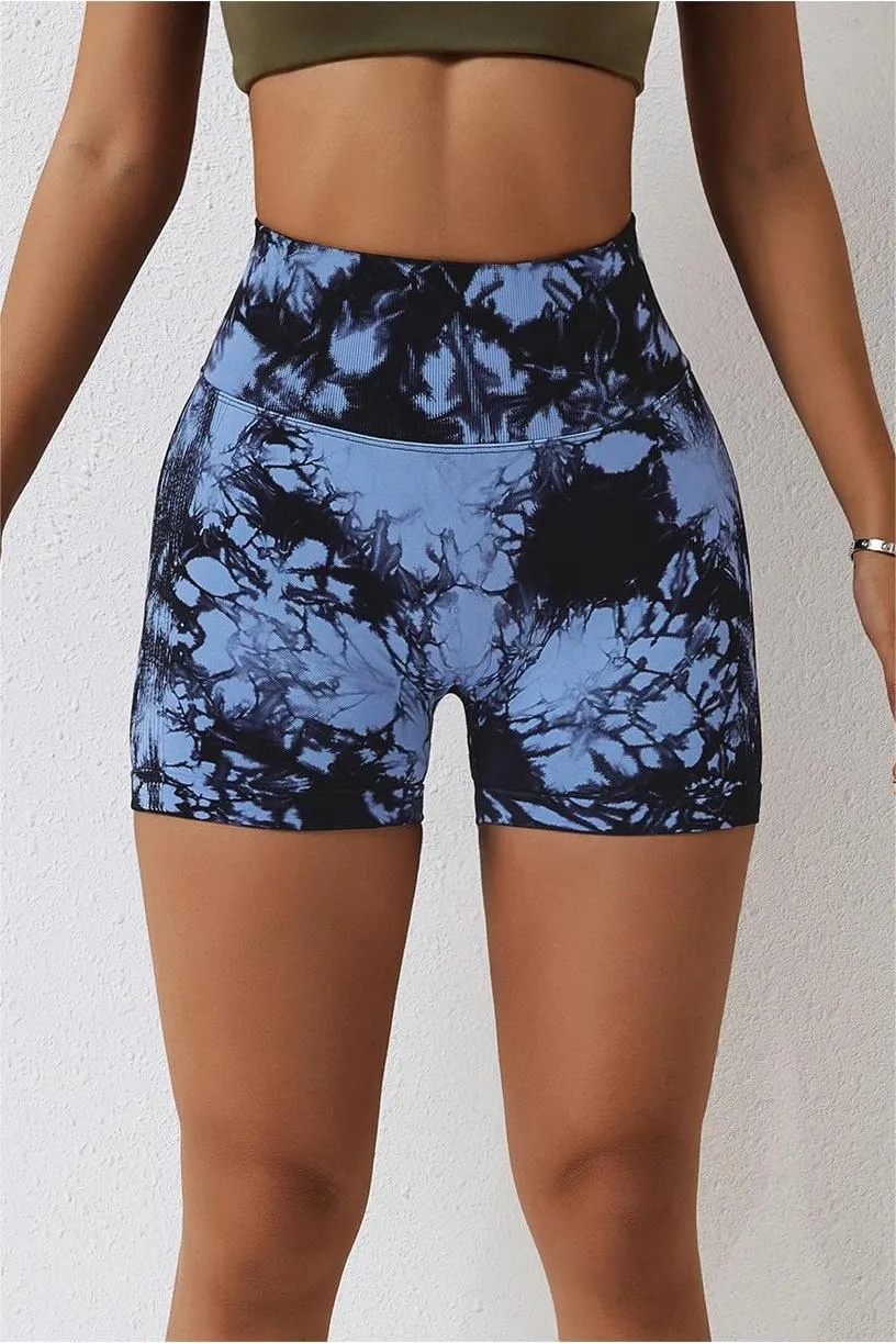 Tie Dye High-Waist Scrunch Butt Shorts
