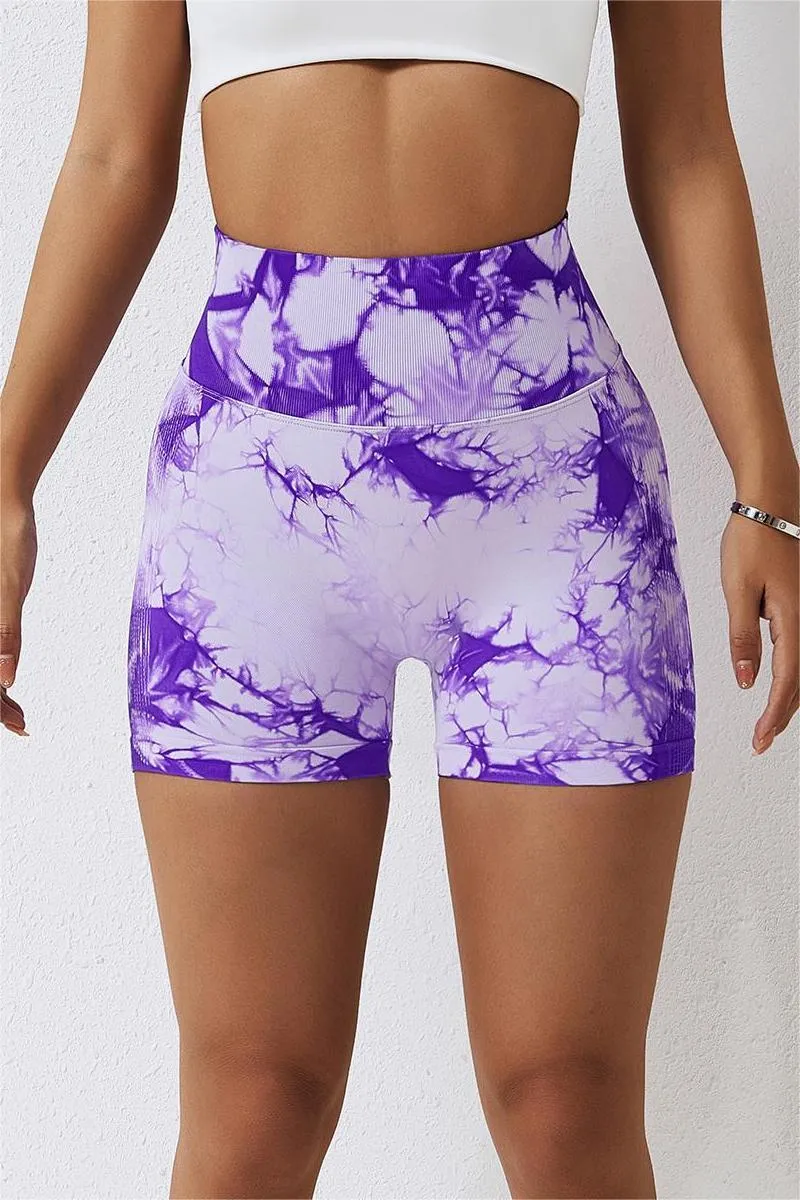 Tie Dye High-Waist Scrunch Butt Shorts