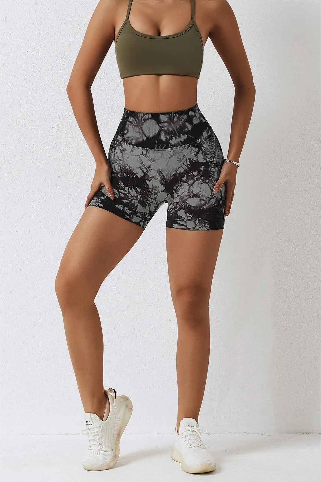 Tie Dye High-Waist Scrunch Butt Shorts