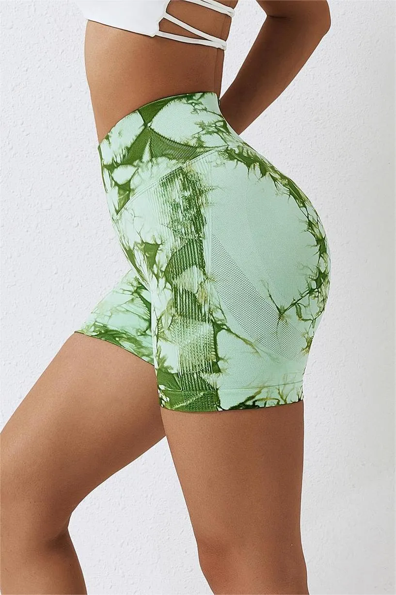 Tie Dye High-Waist Scrunch Butt Shorts