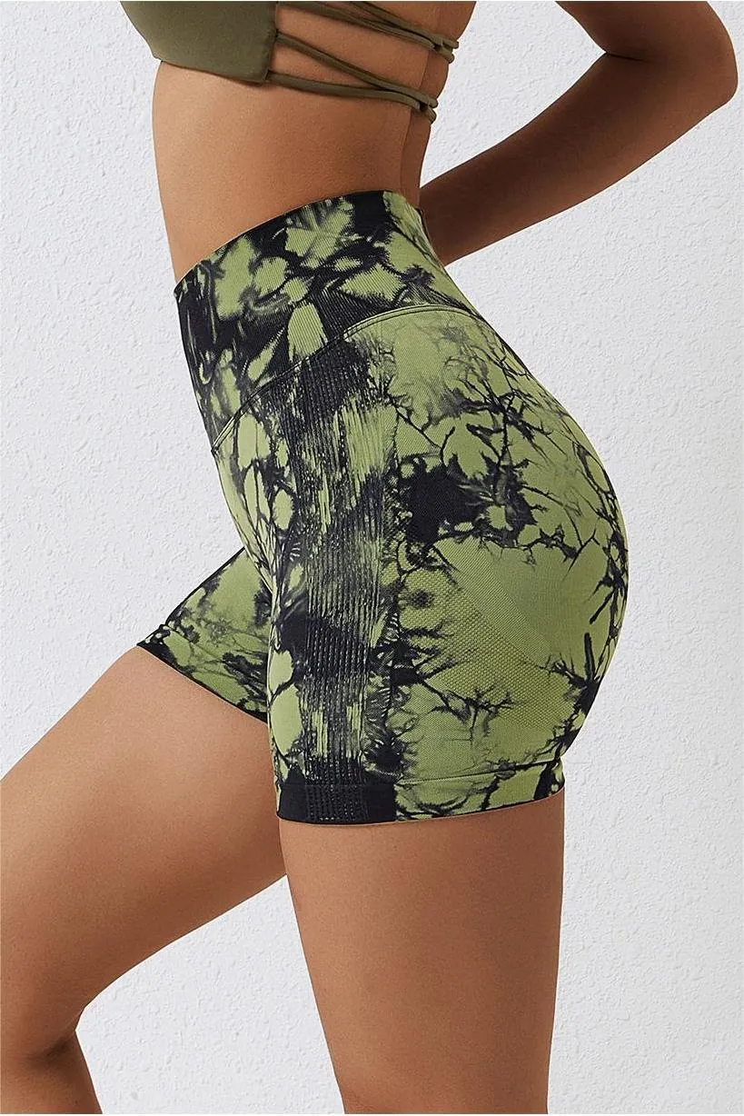 Tie Dye High-Waist Scrunch Butt Shorts
