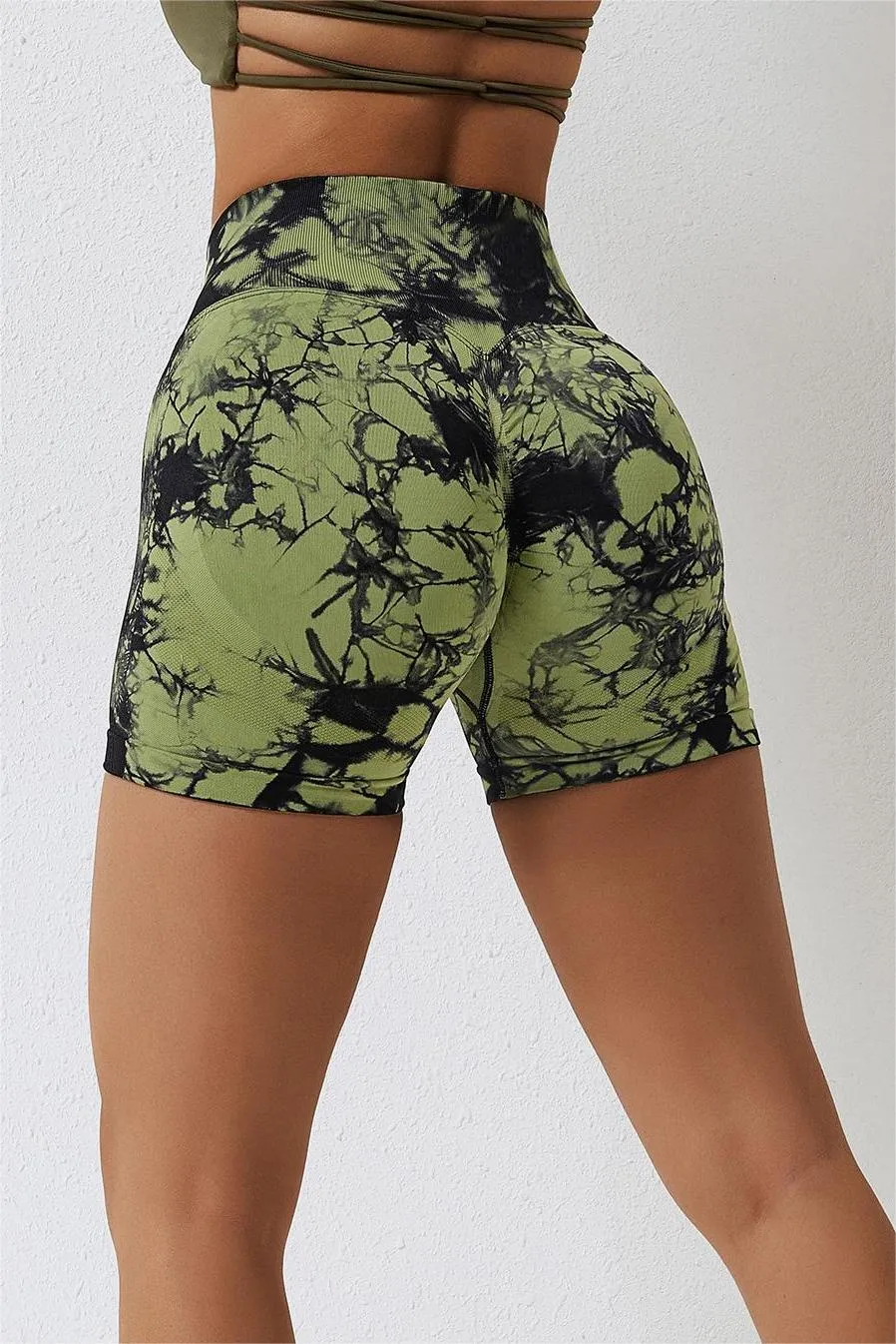 Tie Dye High-Waist Scrunch Butt Shorts