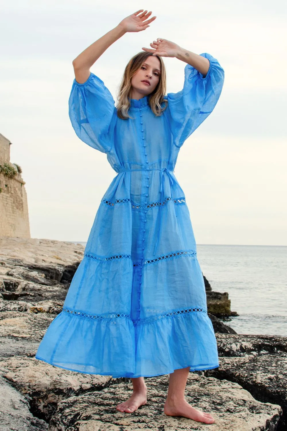 toast dress - peacock