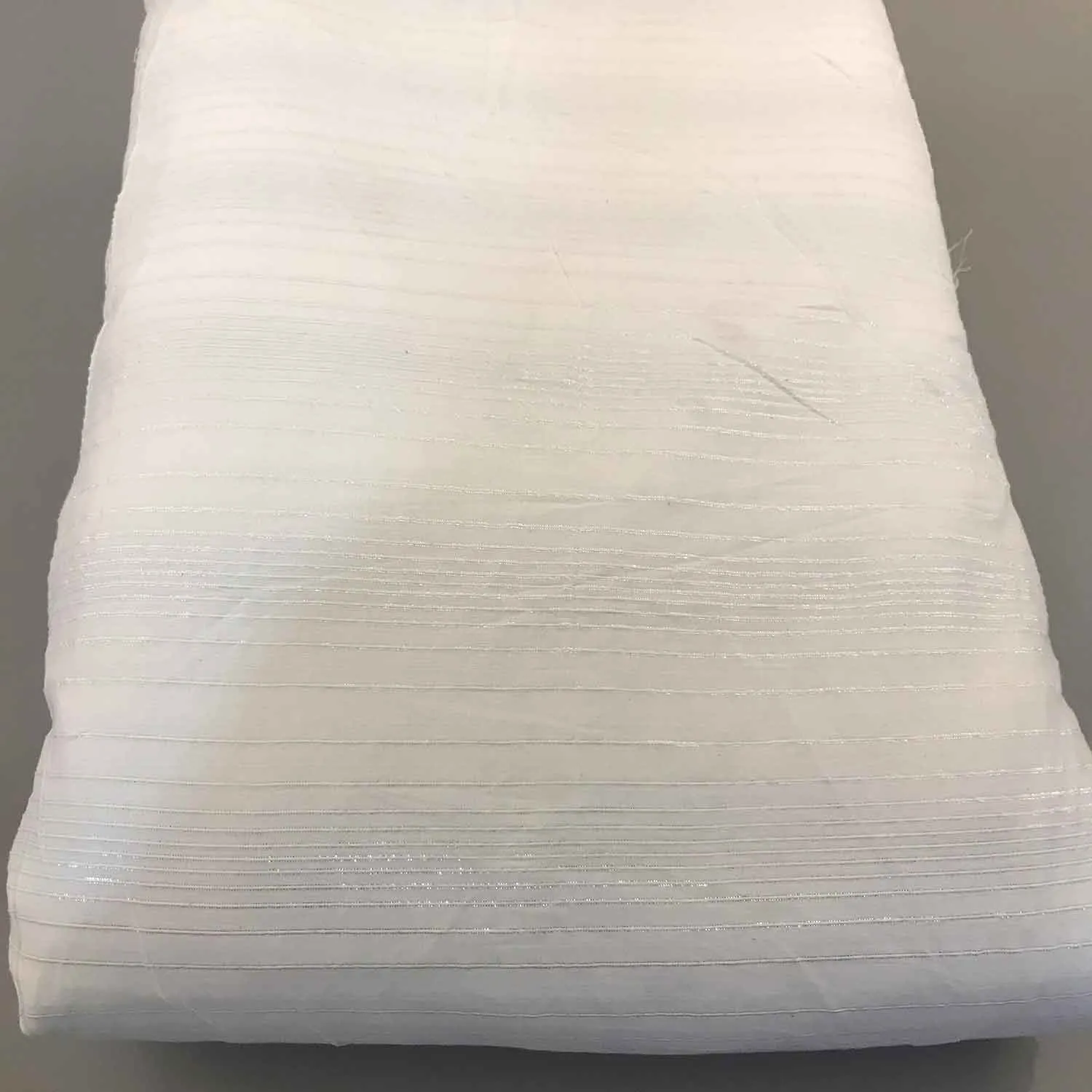 White Lurex Stripes Cotton Fabric