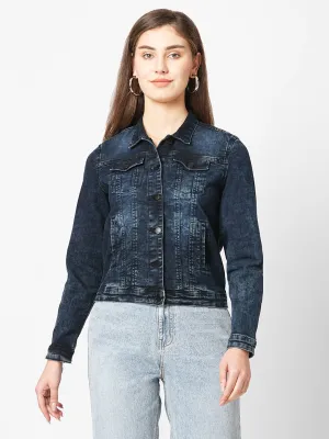 Women Solid Denim Slim Fit Jacket