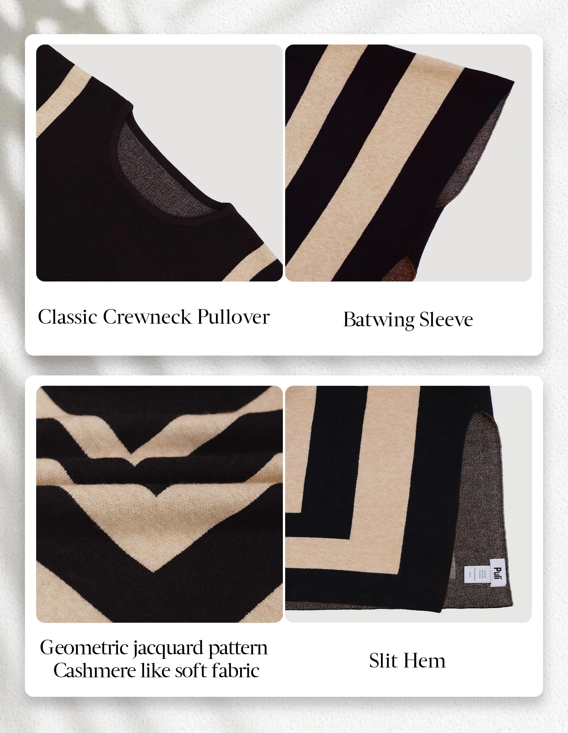 Womens Jacquard Pullover Ponchos Sweater Elegant Shawl Wraps Warm Travel Sweaters for Fall Winter